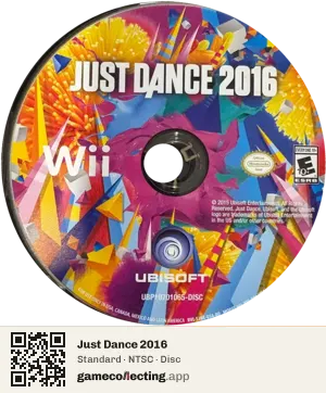 Just Dance 2016 Nintendo Wii, NTSC disc
