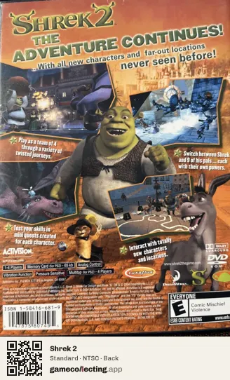 Shrek 2 PlayStation 2, NTSC box back