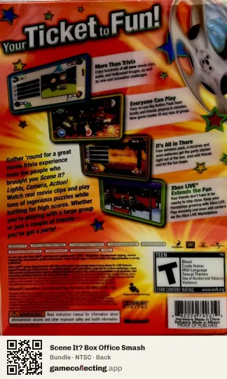 Scene It? Box Office Smash Xbox 360, NTSC box back