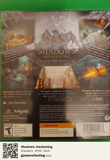 Shadows: Awakening Xbox One, NTSC box back