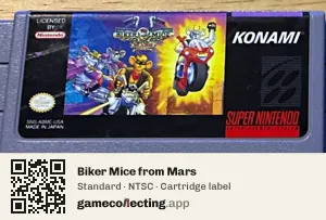 Biker Mice from Mars Super Nintendo Entertainment System, NTSC cartridge label