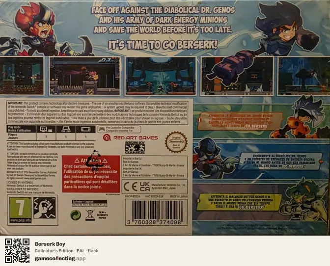 Berserk Boy Nintendo Switch, PAL box back