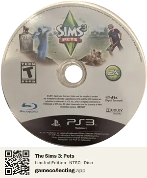 The Sims 3: Pets PlayStation 3, NTSC disc