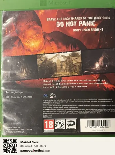 Maid of Sker Xbox One, PAL box back