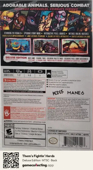 Them's Fightin' Herds Nintendo Switch, NTSC box back