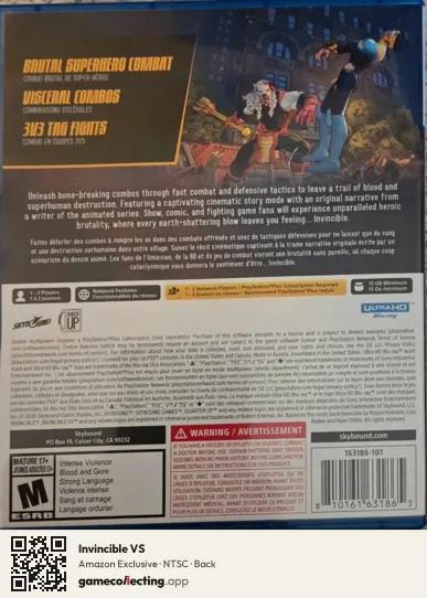 Invincible VS PlayStation 5, NTSC box back