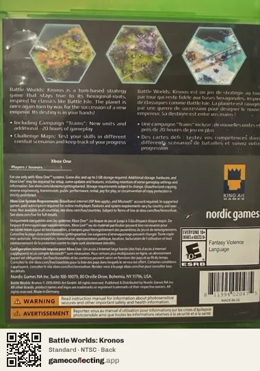 Battle Worlds: Kronos Xbox One, NTSC box back