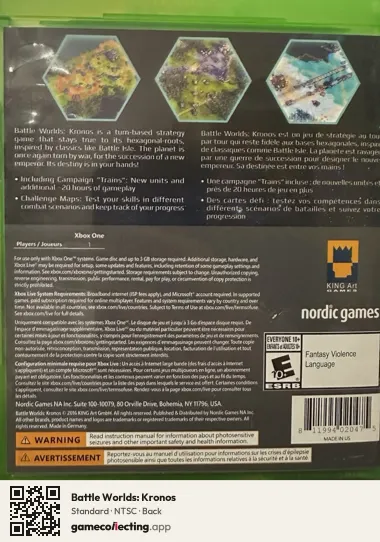 Battle Worlds: Kronos Xbox One, NTSC box back