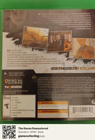 The Raven Remastered Xbox One, NTSC box back