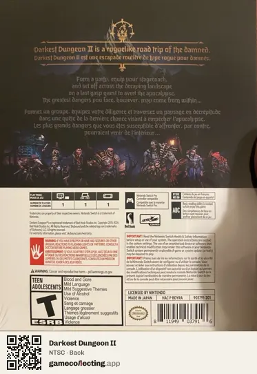 Darkest Dungeon II Nintendo Switch, NTSC box back