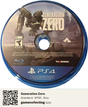 Generation Zero PlayStation 4, NTSC disc