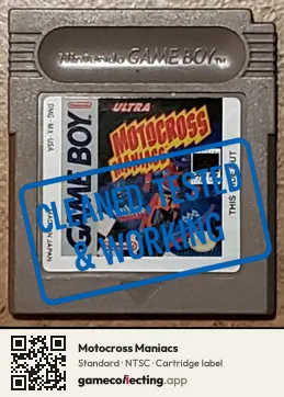 Motocross Maniacs Game Boy, NTSC cartridge label