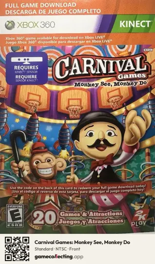 Carnival Games: Monkey See, Monkey Do Xbox 360, NTSC box front
