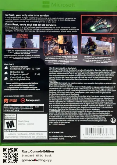 Rust: Console Edition Xbox One, NTSC box back