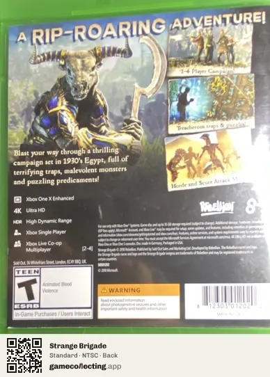 Strange Brigade Xbox One, NTSC box back
