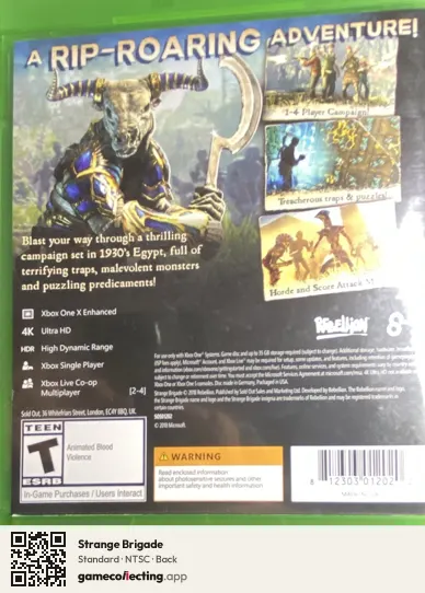 Strange Brigade Xbox One, NTSC box back