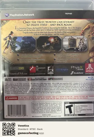 Venetica PlayStation 3, NTSC box back