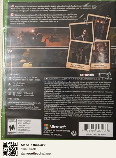 Alone in the Dark Xbox Series X, NTSC box back