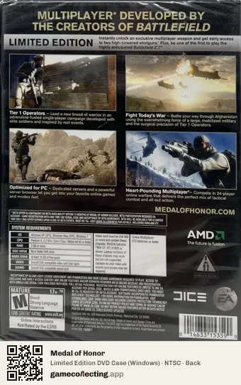 Medal of Honor Computer, NTSC box back
