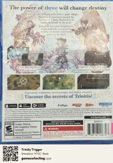 Trinity Trigger PlayStation 5, NTSC box back