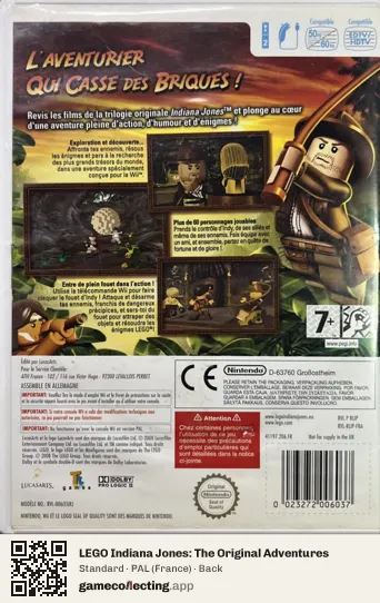 LEGO Indiana Jones: The Original Adventures Nintendo Wii, France box back