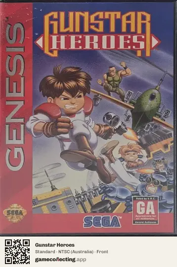 Gunstar Heroes Sega Mega Drive / Genesis, Australia box front