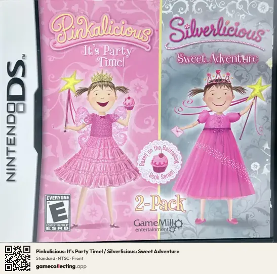 Pinkalicious: It's Party Time! / Silverlicious: Sweet Adventure Nintendo DS, NTSC box front