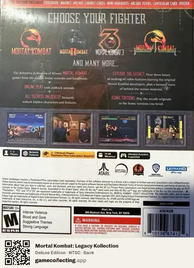 Mortal Kombat: Legacy Kollection PlayStation 5, NTSC box back