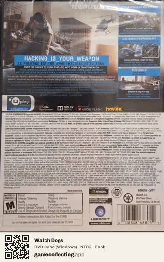 Watch Dogs Computer, NTSC box back
