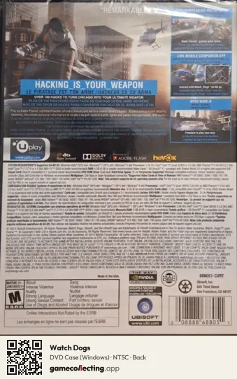Watch Dogs Computer, NTSC box back