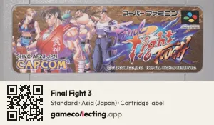 Final Fight 3 Super Nintendo Entertainment System, Asia cartridge label