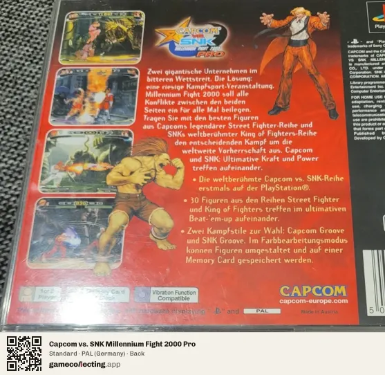 Capcom vs. SNK Millennium Fight 2000 Pro PlayStation, Germany box back