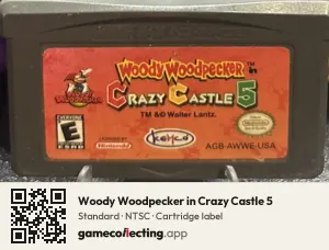 Woody Woodpecker in Crazy Castle 5 Game Boy Advance, NTSC cartridge label