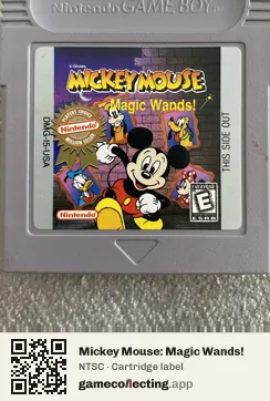 Mickey Mouse: Magic Wands! Game Boy, NTSC cartridge label