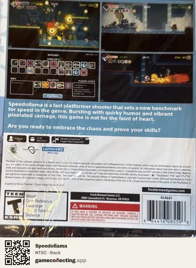 Speedollama PlayStation 5, NTSC box back