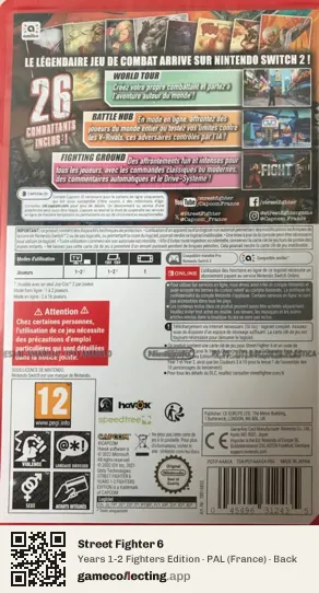 Street Fighter 6 Nintendo Switch 2, France box back