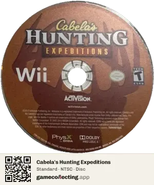Cabela's Hunting Expeditions Nintendo Wii, NTSC disc