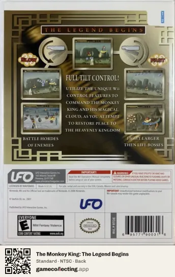 The Monkey King: The Legend Begins Nintendo Wii, NTSC box back