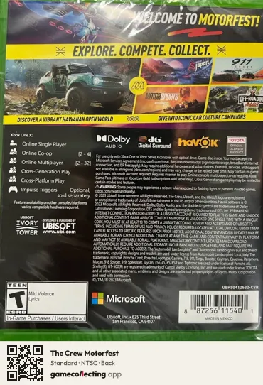 The Crew Motorfest Xbox One, NTSC box back