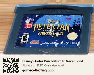 Disney's Peter Pan: Return to Never Land Game Boy Advance, NTSC cartridge label