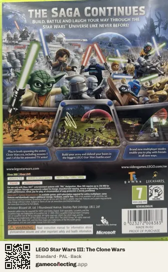 LEGO Star Wars III: The Clone Wars Xbox 360, PAL box back