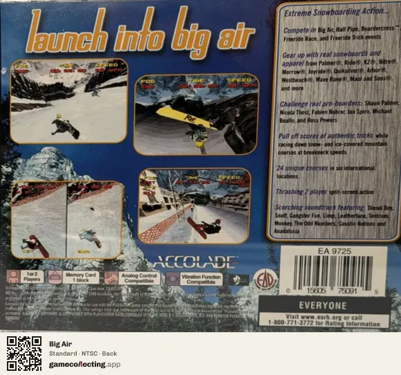 Big Air PlayStation, NTSC box back