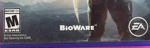 Mass Effect: Andromeda, the ESRB box on its front
