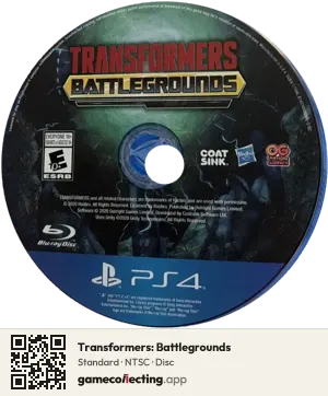 Transformers: Battlegrounds PlayStation 4, NTSC disc