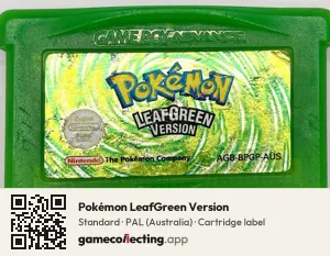 Pokémon LeafGreen Version Game Boy Advance, PAL cartridge label