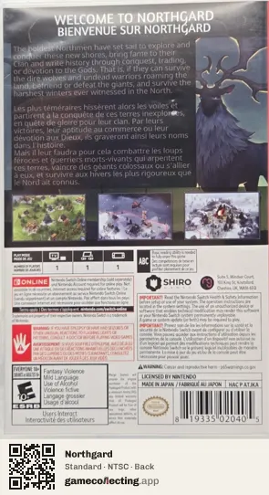 Northgard Nintendo Switch, NTSC box back