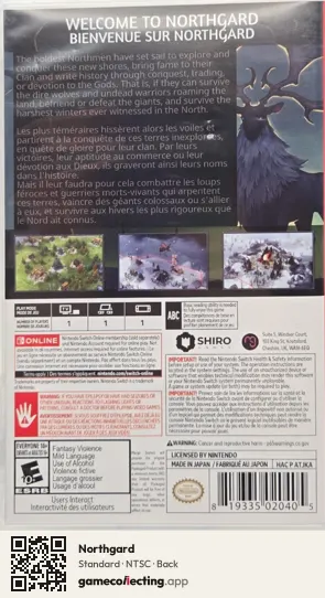 Northgard Nintendo Switch, NTSC box back