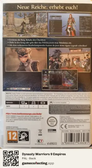 Dynasty Warriors 9 Empires Nintendo Switch, PAL box back