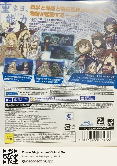 Toaru Majutsu no Virtual On PlayStation 4, Asia box back