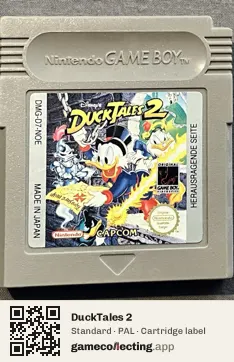 DuckTales 2 Game Boy, PAL cartridge label